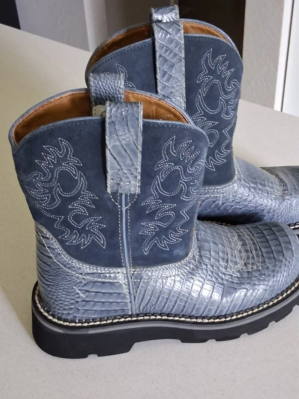Ariat | Shoes | Ariat Fat Baby 4lr Technology Blue Suede Croc Western ...